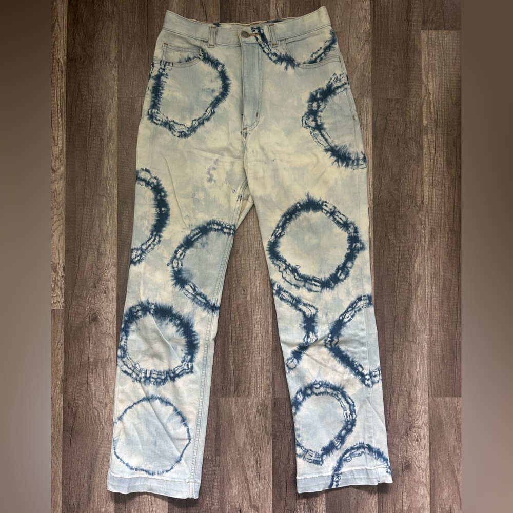 Rachel Comey 💙🩵Blue Tie-Dye Shibori Bleach Women's Jeans Straight Leg